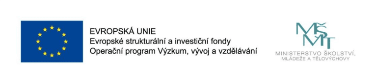 Vlevo vlajka Evropské unie a nápis: Evropská unie, Evropské strukturální a investiční fondy, Operační program Výzkum, vývoj a vzdělávání. Vpravo logo MŠMT a nápis: Ministerstvo školství a tělovýchovy