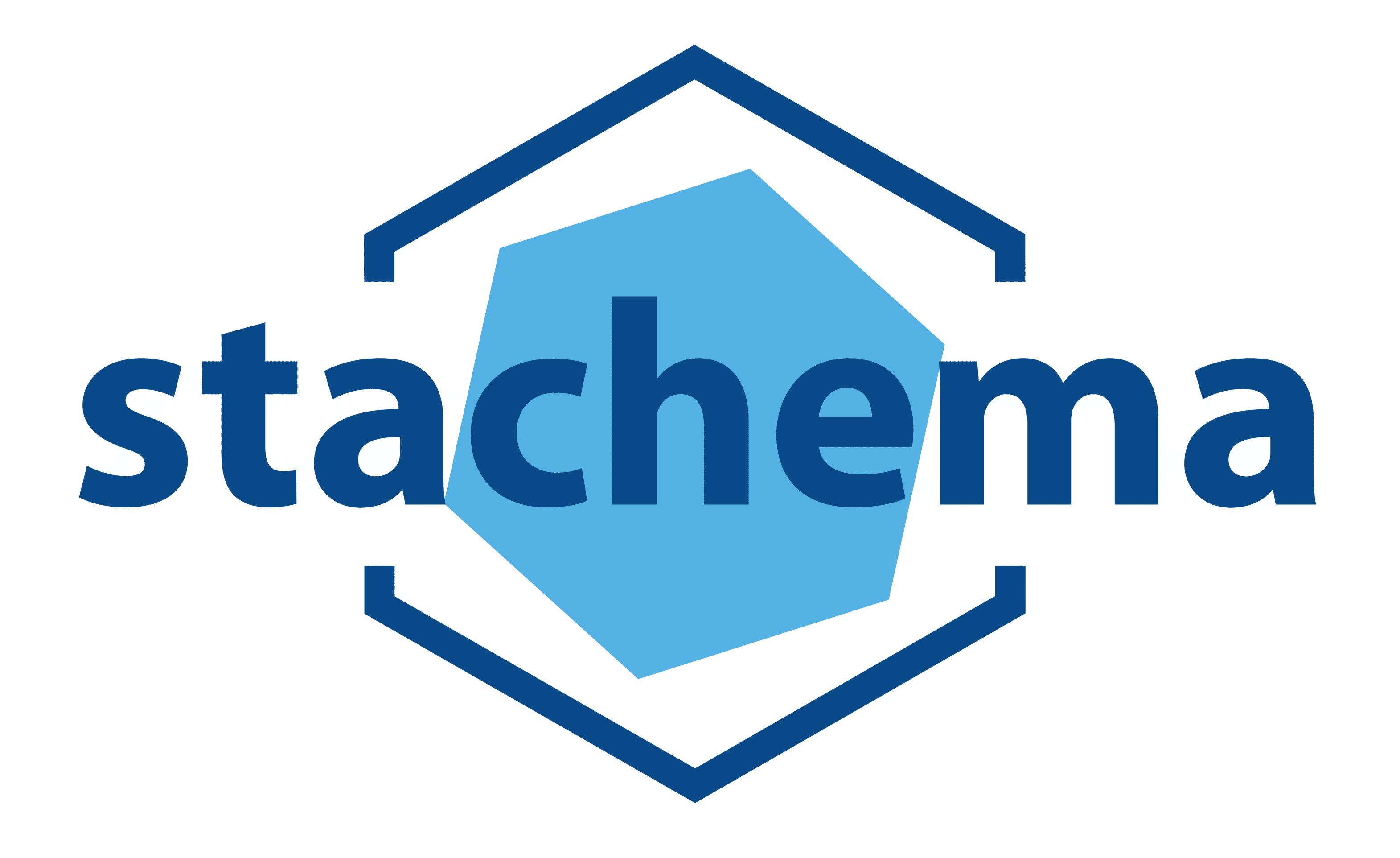 Modré logo stachema v hexagonu.