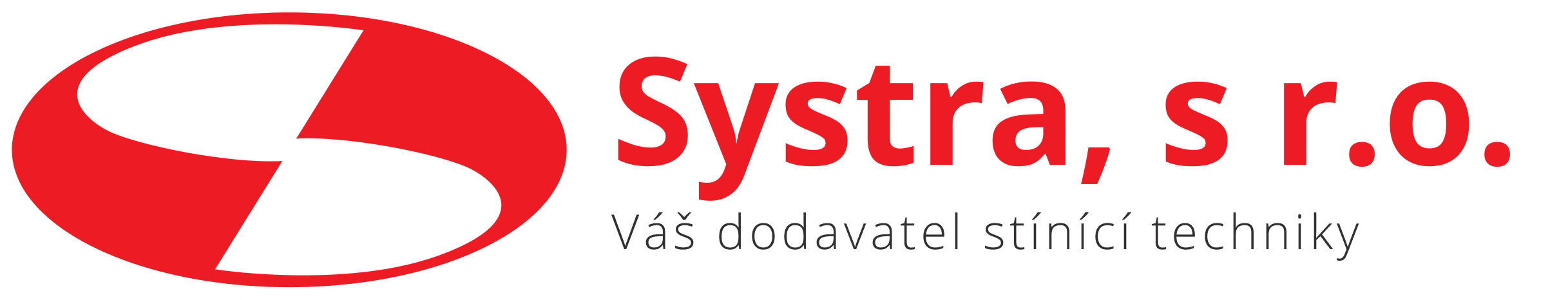 Červeno-bílé logo Systra, s r.o.